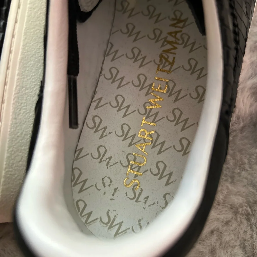 Stuart Weitzman Black Croc-Embossed Sneakers - Picture 6 of 6